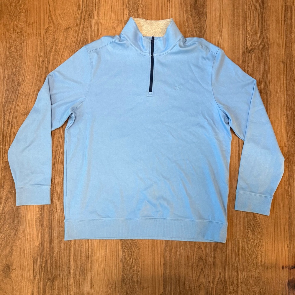 Southern Tide Mens XXL Light Blue Skipjack 1/4 Zip Cotton Pullover Sweater